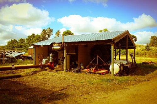 Farm equipment at the Afton Apple Orchard